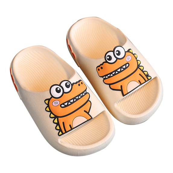 LNMQLPDBS Kid Slippers Cartoon Dinosaur Pattern Children Bathroom Slipper Sandals Non-Slip Lightweight Beach Slippers Baby Boys Girls Shoes 12-18 Months Toddler Swim Shoes White 26