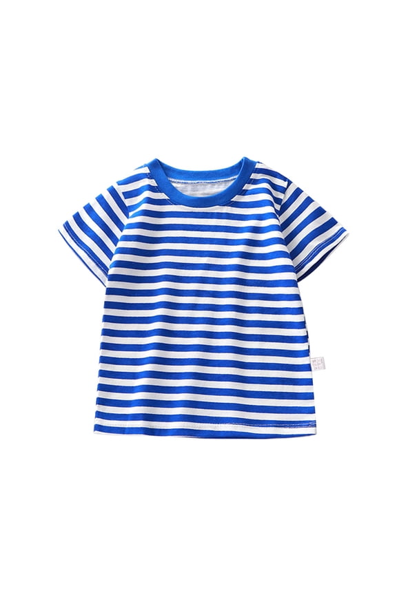 Kids Clothes Summer Children's Short Sleeved Striped Tops Boys Shirts Crew Neck Baby Girl Clothes Base Shirt Multi Color Optional