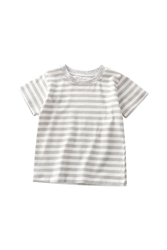 Kids Clothes Summer Children's Short Sleeved Striped Tops Boys Shirts Crew Neck Baby Girl Clothes Base Shirt Multi Color Optional