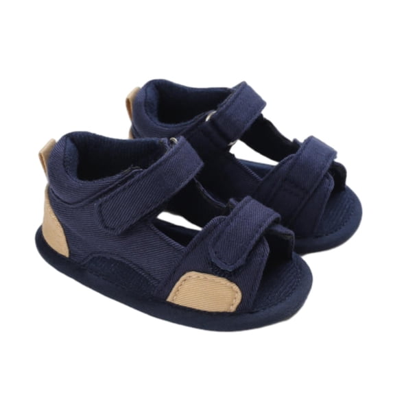 LNMQLPDBS Kids Sandals Boys Color Block Soft Sole Adjustable Double Band Sandals Non-Slip Outdoor First Walking Baby Girls Boys Summer Shoes Toddler Prewalker Sneakers for Daily Navy 9-12 Months