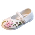 thumbnail image 1 of LNMQLPDBS Kids Shoes Floral Embroidered Flat Bottomed Toddler Floor Shoes Fashionable Children Soft Sole Comfort Anti-Slip Hanfu Performance Shoes Toddler Summer Shoes Prewalker First Walking Shoes, 1 of 3