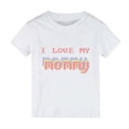 thumbnail image 1 of LNMQLPDBS Kids Summer Shirts Letters Print T Shirts Short Sleeve Classic Crewneck Tees for Mother's Day Birthday T-Shirt Infant to Big Kid Basic Tops White 12-18 Months, 1 of 3