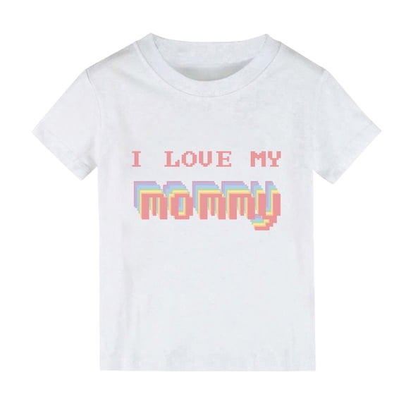 LNMQLPDBS Kids Summer Shirts Letters Print T Shirts Short Sleeve Classic Crewneck Tees for Mother's Day Birthday T-Shirt Infant to Big Kid Basic Tops White 8-10 Years