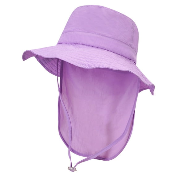 LNMQLPDBS Kids Sun Hat Summer-Outdoor Solid Color Sun Protection Bucket Hat with Chin Strap Toddler Summer Beach Play Hats with Neck Flap for Girl Boy Ages 3~10 Sun Visor Hats for Fishing Adventure
