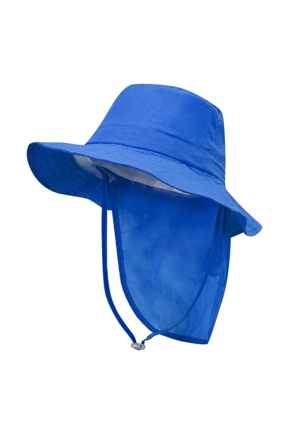 Kids Sun Hat Summer-Outdoor Solid Color Sun Protection Bucket Hat with Chin Strap Toddler Summer Beach Play Hats with Neck Flap for Girl Boy Ages 3~10 Sun Visor Hats for Fishing Adventure