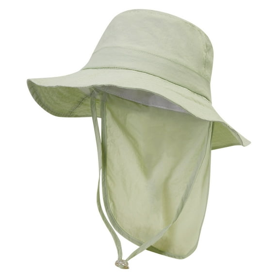 LNMQLPDBS Kids Sun Hat Summer-Outdoor Solid Color Sun Protection Bucket Hat with Chin Strap Toddler Summer Beach Play Hats with Neck Flap for Girl Boy Ages 3~10 Sun Visor Hats for Fishing Adventure