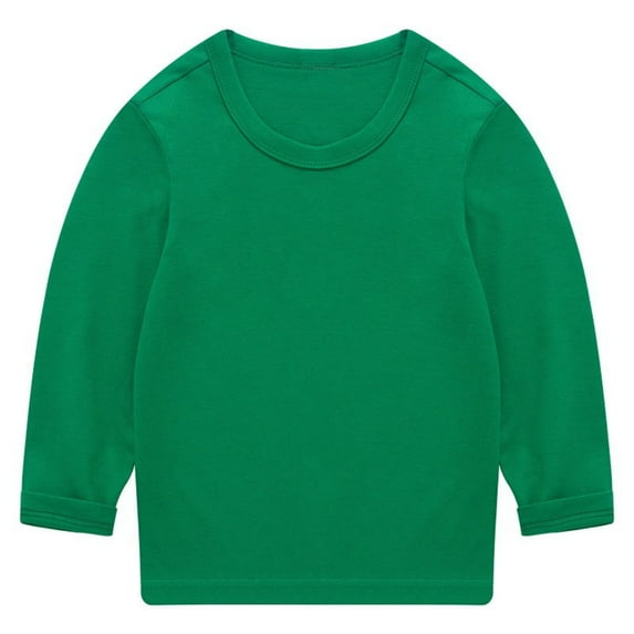 LNMQLPDBS Kids Sweatshirts Long Sleeve Solid Color Shirts Crewneck Basic Layering Soft Casual Tops Toddler Baby Clothes Unisex Green 18-24 Months