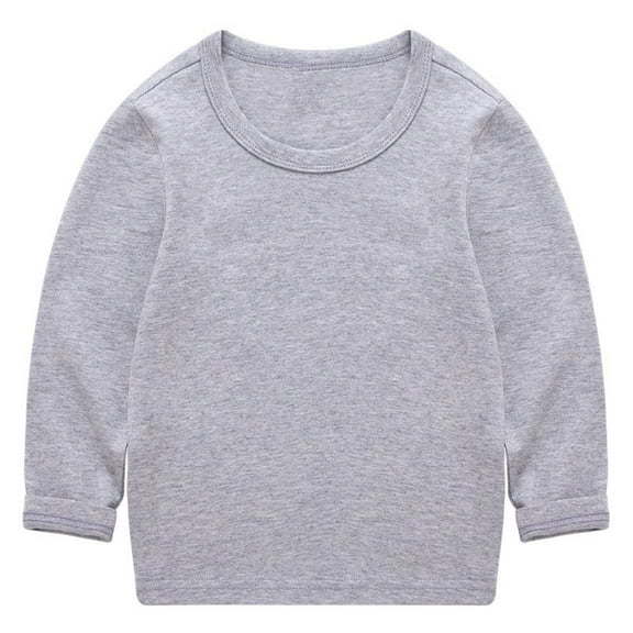 LNMQLPDBS Kids Sweatshirts Long Sleeve Solid Color Shirts Crewneck Basic Layering Soft Casual Tops Toddler Baby Clothes Unisex Grey 5-6 Years