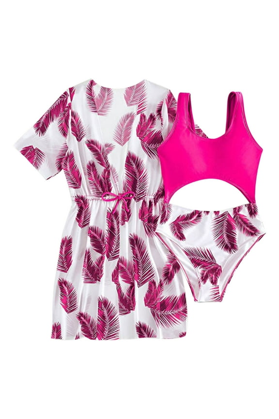 Kids Swimsuits Toddler Girl's 2 Piece Swimsuits Floral Prints Bikini One Piece Bathing Suit with Coat Swimwear Set Swimsuit Hawaii Swimwear Summer Beach Casual Trendy Swimsuit