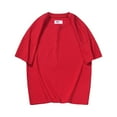 thumbnail image 1 of LNMQLPDBS Kids T Shirts Short Sleeve Crewneck Solid Color Tops Drop Shoulder Basic Layering Breathable Tees Tween Girls Trendy Clothes Casual Loose Oversized Shirt ﻿ Red 4-5 Years, 1 of 3