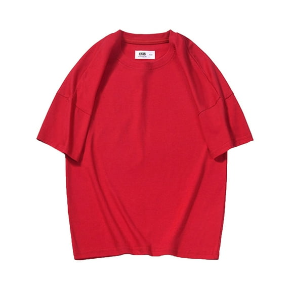 LNMQLPDBS Kids T Shirts Short Sleeve Crewneck Solid Color Tops Drop Shoulder Basic Layering Breathable Tees Tween Girls Trendy Clothes Casual Loose Oversized Shirt ﻿ Red 4-5 Years