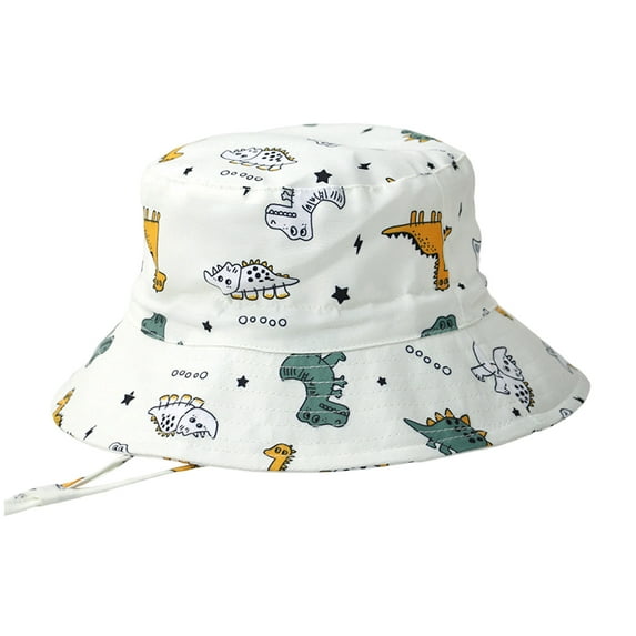 LNMQLPDBS Kids Toddler Baby Sun Hat for Boy Girl Cute Pattern Printed Shade Hat Summer Outdoor Adjustable Bucket Hats Foldable Wide Brim Strap Sun Protection Fisherman Hat White2 2-3 Years