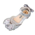 thumbnail image 1 of LNMQLPDBS Little Girl Shoes Flat Non-Slip Dress Shoes Dance Show Performance Shoes with Beautiful Bowknot Decoration Princess Dress Shoes for Communion Party and Wedding Silver 10-10.5 Years, 1 of 9
