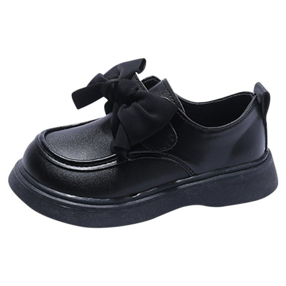 LNMQLPDBS Little Girl Shoes Solid Color Leather Shoes 1-12 Year Old Middle School Girls Single Shoe Girls Bow Knot Comfort Soft Sole Non-Slip Dressy Shoes Match with School Uniform Girls Summer Shoes