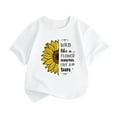 thumbnail image 1 of LNMQLPDBS Little Girls Clothes Floral and Letters Graphic Print Shirts Short Sleeve Crewneck Basic Layering Tees Soft Casual Summer Cute Tops White 12-18 Months, 1 of 6