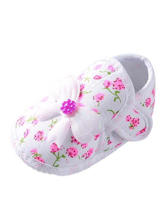 Little Girls Sandals Comfort Toddler Prewalker Walking Shoes Girls Sandals Size 1 Soft Non-Slip Shoes Princess Shoes Flower Bowknot Flat Walkers Summer Cute Shoes Pink 6 Months