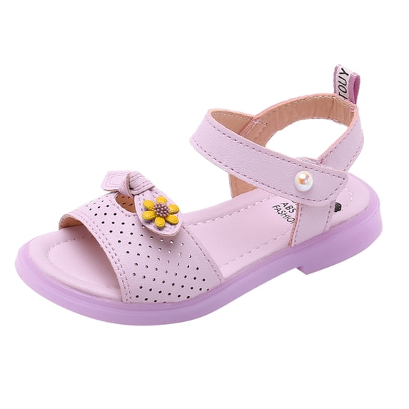 LNMQLPDBS Little Girls Sandals Hollow Out Design Bow Decoration Non-Slip Sole Sandals Comfort Breathable Open Toe Flower Girl Princess Dress Sandals Beach Shoes for Kids Purple 11-11.5 Years