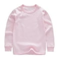 thumbnail image 1 of LNMQLPDBS Long Sleeve Tops Toddler Plain Tshirts Crewneck Sweatshirts Kids Fashion Drop Shoulder Solid Color Basic Pullover Tops Baby Clothes Unisex Pink 7-8 Years, 1 of 9