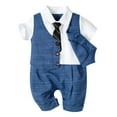 thumbnail image 1 of LNMQLPDBS Newborn Baby Boy Clothes Gentleman Style Jumpsuit Button Lapel Short Sleeve Romper with Striped Bow Tie Formal Clothes 1pcs Outfits 9-12 Month Boy Clothes Toddler Boy Sets, 1 of 8