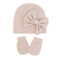 thumbnail image 1 of LNMQLPDBS Newborn Baby Hospital Hats Soft Beanie with Big Bow Soft Infant Caps Baby No Scratch Mittens Set for 0-6 Months Babies Gift Set for Boys Girls Cute Solid Color Infant Hat, 1 of 4