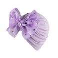 thumbnail image 1 of LNMQLPDBS Newborn Hats for Baby Girls Boys Toddler Kids Head Wrap with Big Bow Knotted Headwrap Cap Newborn Baby Hospital Hat Newborn Gifts Soft Infant Beanie for Spring Summer﻿﻿ Purple 0-3 years, 1 of 2
