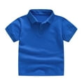 thumbnail image 1 of LNMQLPDBS Polo Shirts for Boys Turn Down Collar Button Down Shirt Toddler Solid Color Short Sleeve Tops Kids Clothes for Summer Blue 3 Years, 1 of 4