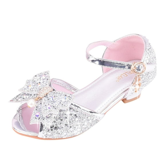 LNMQLPDBS Princess Shoes Girls Heels Princess Dress up Shoes Little Girl Dress Shoes Cinderella Shoes for Girls with Diamond Shiny Sandals Princess Shoe