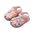 thumbnail image 1 of LNMQLPDBS Sandals for Girls Cute Close Toe Luminous Shoes Color Block Floral Decoration Casual Sandals with Adjustable Band Girls' Athletic Shoes for Prewalker First Walking Summer Shoes, 1 of 8