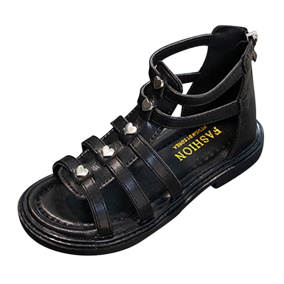 LNMQLPDBS Sandals for Girls Lightweight Leather Open Toe Summer Dressy Flat Strappy Toddler Girl Gladiator Sandals Comfort Summer Shoes Sandalias Para Niñas