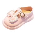 thumbnail image 1 of LNMQLPDBS Shoes for Girls Kids Solid Color Platform Flat Dress Shoes with Pearl Bowknot Decoration Comfort Soft Sole Princess Shoes for Summer Outdoor Girls Slip On Shoes Pink 2.5-3 Years, 1 of 6