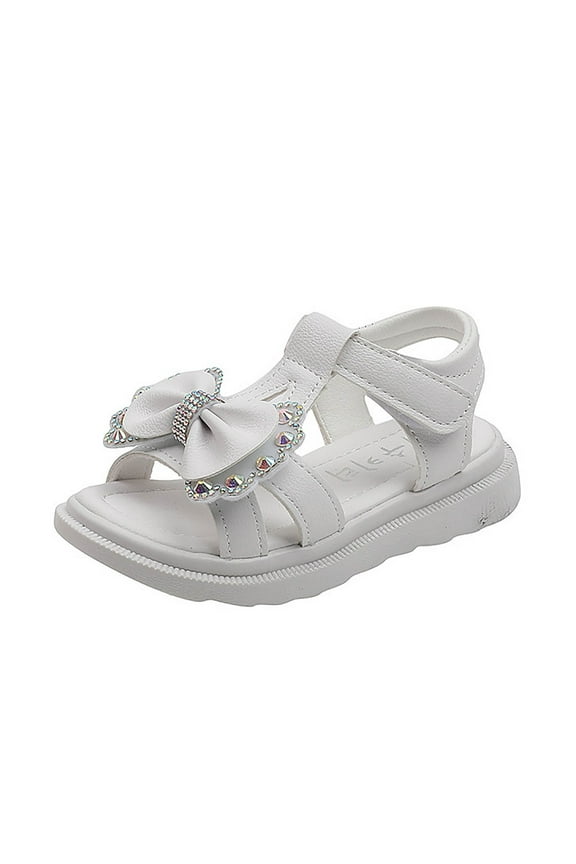 Shoes for Toddler Girls Open Toe Ankle Strap Comfort Non-Slip Flat Dress Shoes Summer Outdoor Shiny Bow Decoration Sandals Princess Shoes Girls Soft Sole Platform Sandals