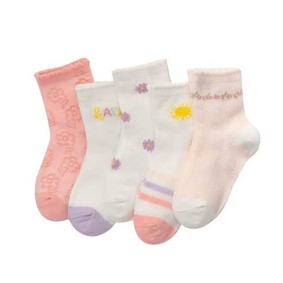 LNMQLPDBS Socks for Toddler Girls 5 Pairs Cartoon Color Block Letters Breathable Floor Socks Baby Boy Socks 12-18 Months Seamless Socks for Kids Soft Non-Slip Shorty Socks G 0-1 Years