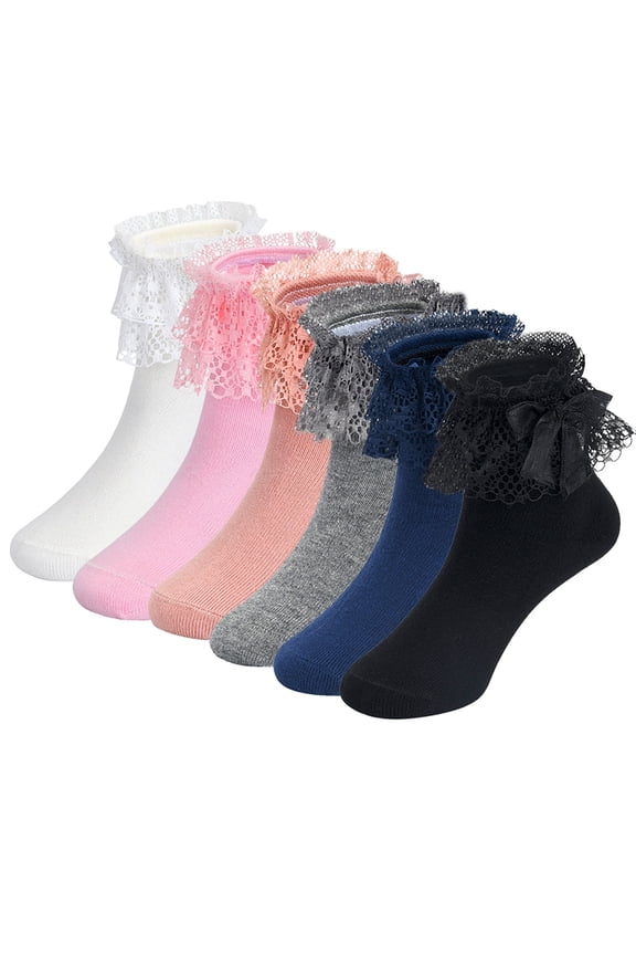 Socks for Toddler Girls 5 Pairs Solid Color Ruffle Trim Lace Socks Summer Casual Soft Cute Socks Ruffle Socks Baby Shower Gifts for Girls Cute Trendy Shorty Socks White 0-6 Months