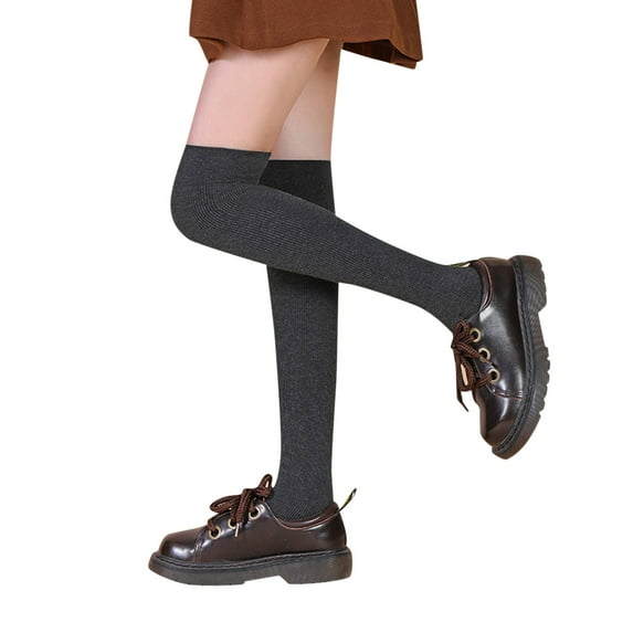LNMQLPDBS Stockings Calf Socks Summer Thin Knee High Socks School Uniform Dress Socks Seamless Toe Soft Basic Tube Socks for Girls Over Knee Socks Multycolor Option Dark Gray 3-12 Years