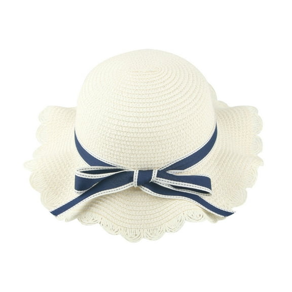 LNMQLPDBS Summer Beach Hat with Flowers Spring Autumn Outdoor Shade Hat Baby Girl Straw Sun Hat Ruffle Edge Trendy Casual Sunhat Summer-Outdoor Bowknot Floppy Cap