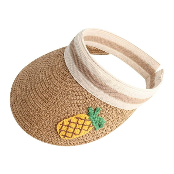 LNMQLPDBS Summer Lightweight Breathable Sun Visor Hat Wide Brim Straw Hat with Cute Pattern Empty Top Beach Hats Baseball Sport Caps Summer Outdoor Hats for Kids Unisex Baby Beach Play Hats A A