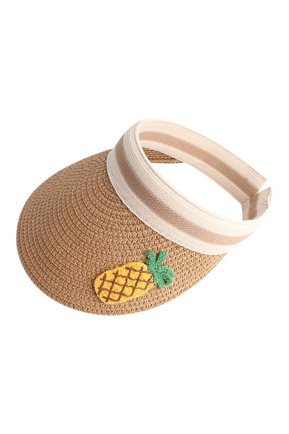 Summer Lightweight Breathable Sun Visor Hat Wide Brim Straw Hat with Cute Pattern Empty Top Beach Hats Baseball Sport Caps Summer Outdoor Hats for Kids Unisex Baby Beach Play Hats A A