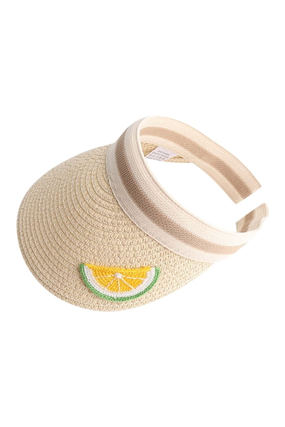 Summer Lightweight Breathable Sun Visor Hat Wide Brim Straw Hat with Cute Pattern Empty Top Beach Hats Baseball Sport Caps Summer Outdoor Hats for Kids Unisex Baby Beach Play Hats D A