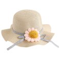 thumbnail image 1 of LNMQLPDBS Summer Straw Hat for Girls Ruffle Large Wide Brim Sunflower Beach Hat Cute Summer Fancy Hat Toddler Girl Gifts Sun Hat with Flower for Party Beach and Vacation Beige One Size, 1 of 4