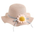 thumbnail image 1 of LNMQLPDBS Summer Straw Hat for Girls Ruffle Large Wide Brim Sunflower Beach Hat Cute Summer Fancy Hat Toddler Girl Gifts Sun Hat with Flower for Party Beach and Vacation Pink One Size, 1 of 4