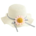 thumbnail image 1 of LNMQLPDBS Summer Straw Hat for Girls Ruffle Large Wide Brim Sunflower Beach Hat Cute Summer Fancy Hat Toddler Girl Gifts Sun Hat with Flower for Party Beach and Vacation White One Size, 1 of 4