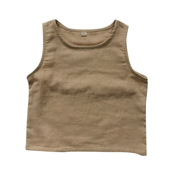 LNMQLPDBS Summer Tank Tops Standard Straps Solid Color Crewneck Sleeveless Stylish Tops Kids Tank Tops for Girls Cute 2 Year Old Boy Clothes Beach Clothes Unisex Baby Clothes Khaki 2-3 Years