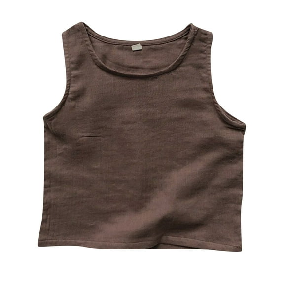 LNMQLPDBS Summer Tank Tops Standard Straps Solid Color Crewneck Sleeveless Stylish Tops Kids Tank Tops for Girls Cute 2 Year Old Boy Clothes Beach Clothes Unisex Baby Clothes Coffee 2-3 Years