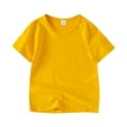 thumbnail image 1 of LNMQLPDBS Summer Tops for Kids Solid Color Crewneck T Shirt Short Sleeve Loose Drop Shoulder Basic Layering Tees 4 Year Old Girl Birthday Gifts Toddler Girls Boys Clothes Yellow 4-5 Years, 1 of 9
