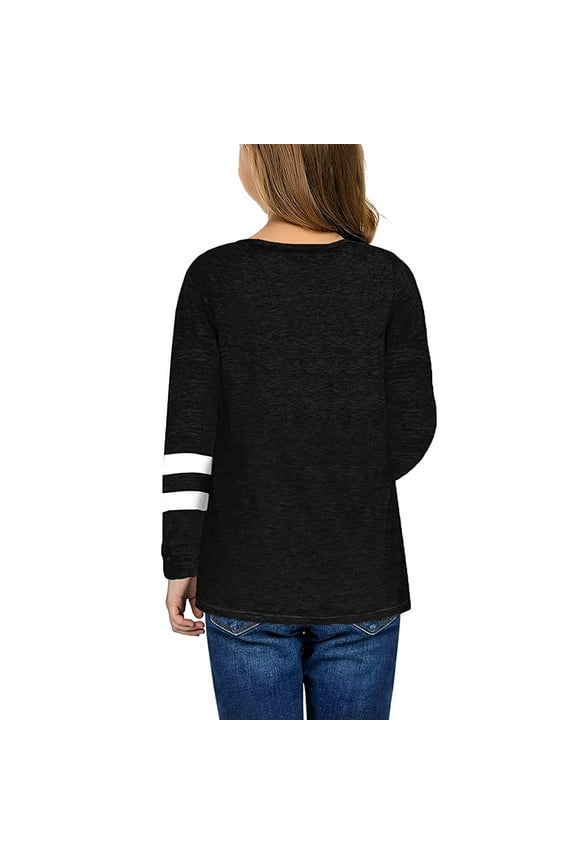 Summer Tops Toddler Girl Clothes Soft Striped Long Sleeve T Shirts Comfortable Casual Pullover Sweatshirt for Children Multi Color Optional﻿ Black 4-5 Years