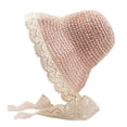 thumbnail image 1 of LNMQLPDBS Sun Hat for Baby Cute Bowknot Lace Brim Floppy Cap Beach Hats for Kids 3 Year Old Girl Gifts Baby Hats 6-12 Months Straw Hat for Summer Party Vacation C One Size, 1 of 2