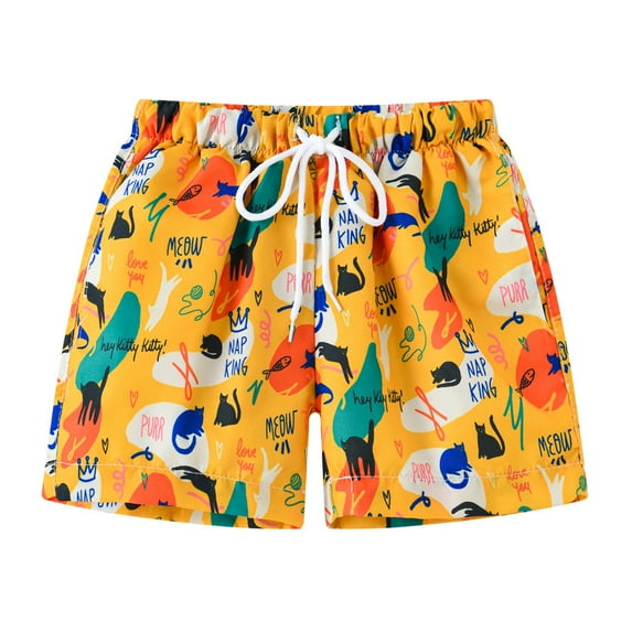 LNMQLPDBS Swim Trunks Boys Surfing Board Shorts Drawstring Elastic Waist Toddler Boys Beach Swim Boards Shorts Bathing Suits for Kids Toddler Summer Swimwear Boys Swim Shorts Yellow 5-6 Years