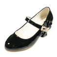 thumbnail image 1 of LNMQLPDBS Teen Girl Dress Shoes Kids Fashion Solid Color Princess Shoes with Adjustable Buckle Anti-Slip Dance Single Shoes Low Heels High Heels Dress Shoes Flower Girl Shoes for Wedding, 1 of 6