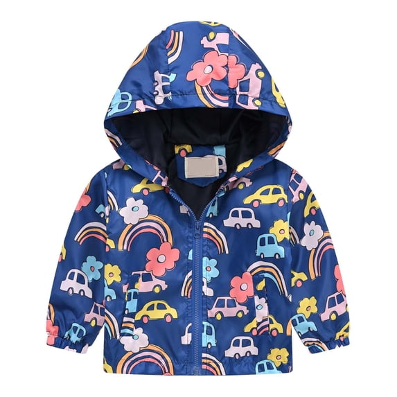 LNMQLPDBS Toddler Baby Dinosaur Print Hooded Jacket Lightweight Water Resistant Windbreaker Jacket Casual Outdoor Full Zip Outerwear Coat Kids Spring Fall Casual Clothing