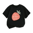 thumbnail image 1 of LNMQLPDBS Toddler Baby Girls Clothes Short Sleeve Crewneckt-Shirt Strawberry Graphic Letters Print Shirts Cute Summer Tops for Kids Black 8-10 Years, 1 of 6